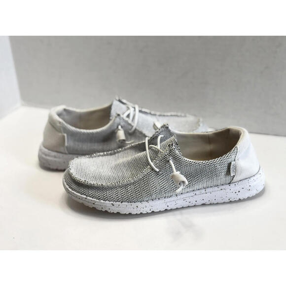 Hey Dude Shoes - Hey Dude Wendy Sox Women's Stone White Casual Loafers Comfort Slip On Shoe US 7M